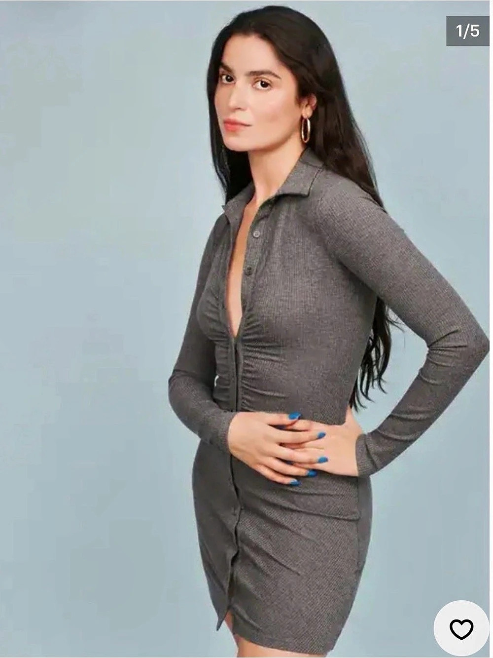 Reformation Amy Dress in Smoke, a form-fitting Gray Mini Dress Size S